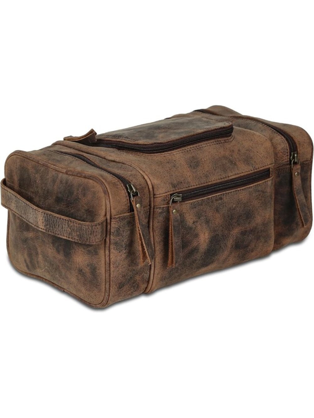 Extra-Large Luxury Leather Toiletry Bag - Waterproof Dopp Kit with